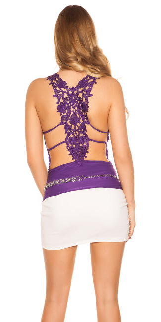 Top, meganeck with embroidery Purple